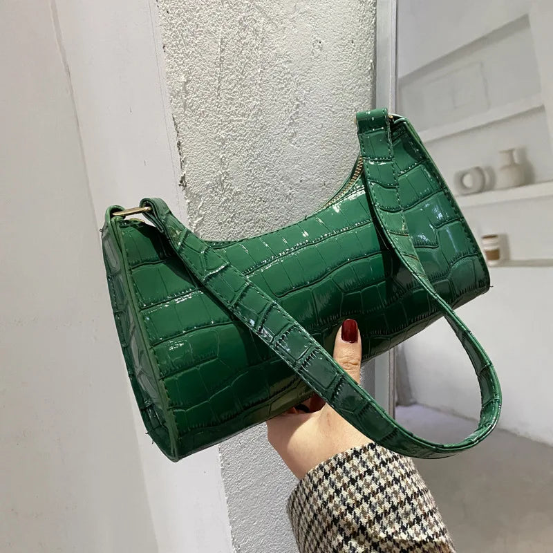 Retro Alligator Pattern Female Small Handbags and Purse Armpit  Shoulder Bags High Quality PU Leather Ladies Clutch Totes Bag