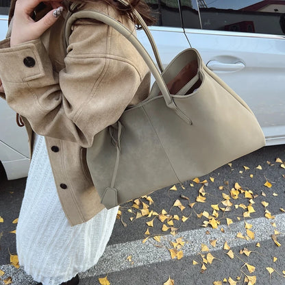 Faux Suede Solid Color High Quality Fashionable Versatile Handbag 2025 Women's Product Hot Selling  Large Capacity Shoulder Bag