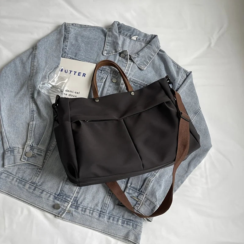 Stylish Nylon Women Tote Bag Shoulder Bag Featuring Two Pockets Large Capacity Commuting Handbag