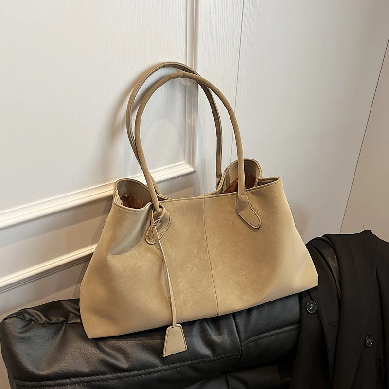 Faux Suede Solid Color High Quality Fashionable Versatile Handbag 2025 Women's Product Hot Selling  Large Capacity Shoulder Bag