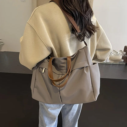 Stylish Nylon Women Tote Bag Shoulder Bag Featuring Two Pockets Large Capacity Commuting Handbag