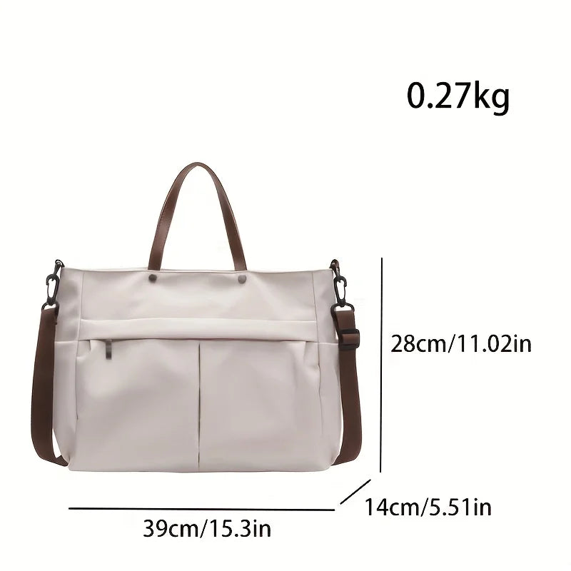 Stylish Nylon Women Tote Bag Shoulder Bag Featuring Two Pockets Large Capacity Commuting Handbag